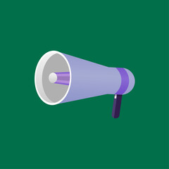 Simple illustration of a megaphone vector design isolated on green background