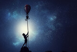 Fototapeta Na sufit - Kid with hot air balloon
