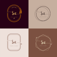 SA Initial handwriting logo vector sets. Hand lettering Initials logo branding, Feminine and luxury logo design.