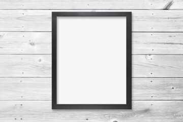 4x5 Ratio Black Frame Art Mockup on Wood Wall