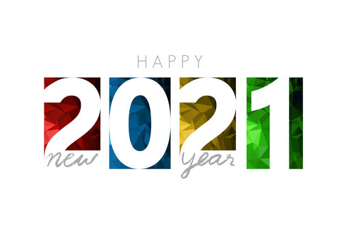 Happy new year 2021, horizontal banner. Brochure or calendar cover design template. Cover of business diary for year 2021. The art of paper cut.