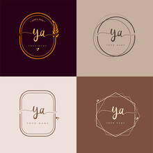YA Initial Handwriting Logo Vector Sets. Hand Lettering Initials Logo Branding, Feminine And Luxury Logo Design.