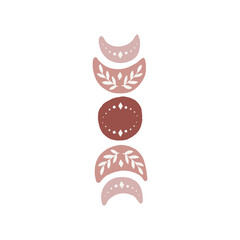 Wall Mural - Moon phases vector illustration. Abstract neutral modern print, aesthetic wall art, boho decor. Magic, astrology, alchemy concept. Mid century minimalist poster.