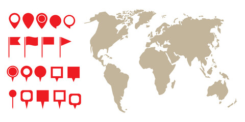 Poster - world map pin set in 3d style on white background. illustration icon. infographic element. stock ima