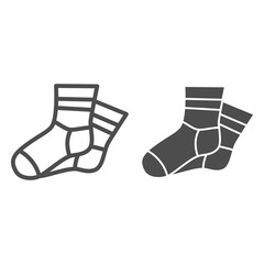 Poster - Warm socks line and solid icon, Winter clothes concept, sock sign on white background, Winter socks icon in outline style for mobile concept and web design. Vector graphics.