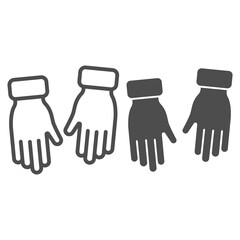 Poster - Winter gloves line and solid icon, Winter clothes concept, Winter glove sign on white background, pair of warm gloves icon in outline style for mobile and web design. Vector graphics.