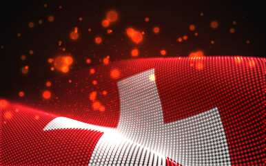 Vector bright glowing country flag of abstract dots. Switzerland