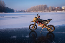 motocross on frozen lake