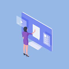 Poster - Woman working with online document on computer