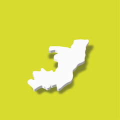 Sticker - Republic of the Congo, former Zaire - white 3D silhouette map of country area with dropped shadow on green background. Simple flat vector illustration
