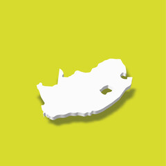 Sticker - South Africa - white 3D silhouette map of country area with dropped shadow on green background. Simple flat vector illustration