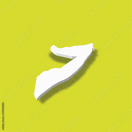 Somalia - white 3D silhouette map of country area with dropped shadow on green background Canvas