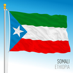 Wall Mural - Somali regional flag, Republic of Ethiopia, vector illustration on the blue sky background