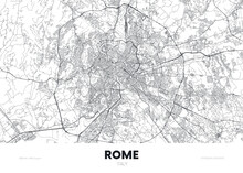 City Map Rome Italy, Travel Poster Detailed Urban Street Plan, Vector Illustration
