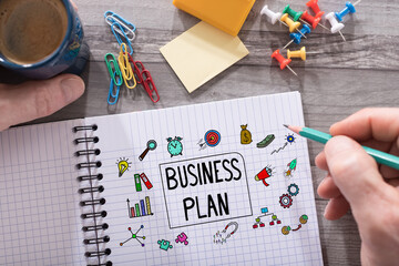 Poster - Business plan concept on a notepad