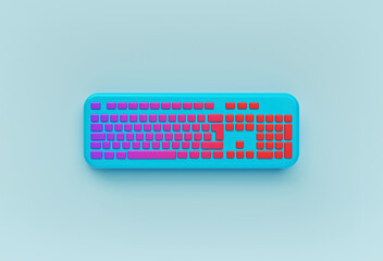 Poster - trendy colorful computer Keyboard Icon. minimal design. 3d rendering