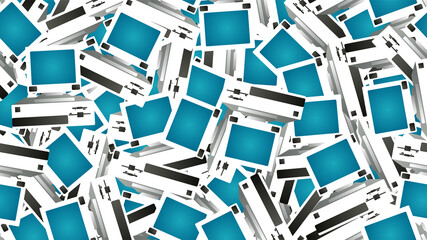 Poster - Seamless pattern of retro old hipster computers from the 70s, 80s, 90s, 2000s, background