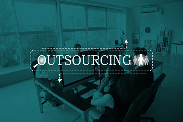 Poster - Team of technical support agents working in office. Concept of outsourcing