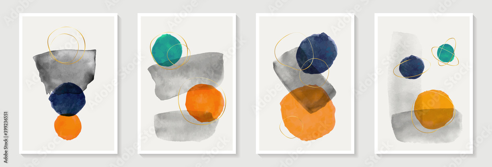 Creative minimalist hand painted Abstract art background with watercolor stain and shape elements vector EPS10. Design for wall decoration, postcard, poster or brochure - obrazy, fototapety, plakaty 