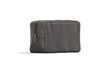 Blank black canvas cosmetic bag mock up, half-turned view