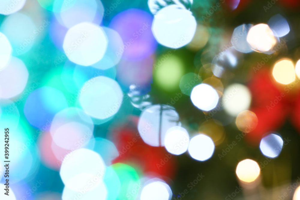 View of blurred Christmas lights