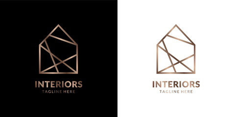 minimalist and elegant abstract house logo for real estate, construction, interior, exterior home decoration