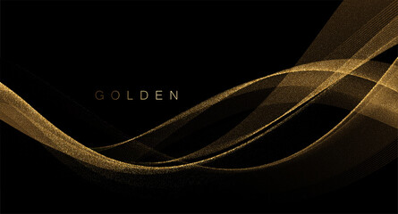 Wall Mural - Abstract shiny color gold wave design element