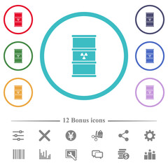 Poster - Radioactive waste flat color icons in circle shape outlines