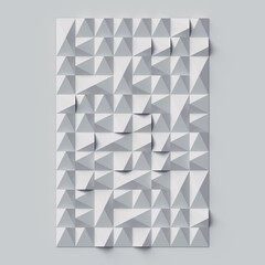 Aufkleber - Rectangle with a white geometric pattern of randomly arranged geometric shapes. 3d rendering Digital illustration
