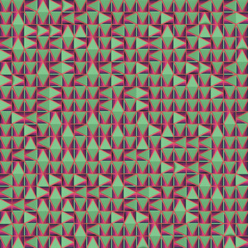 Trendy multi colored pattern of randomly spaced triangles. 3d rendering modern art design. Orthographic projection