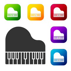 Sticker - Black Grand piano icon isolated on white background. Musical instrument. Set icons in color square buttons. Vector.