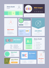 Wall Mural - Forms for email signature. Business card for email authors emailer designs web ui garish vector template. Email signature, mail business profile illustration