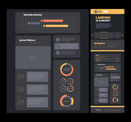 Poster - Business landing. Web template promo page site navigation wireframes company website garish vector design. Illustration website landing template, page layout interface