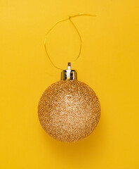 christmas yellow decorations a on illuminating colored background.