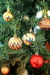 Merry Xmas and Happy New Year Celebration Decorations Concept. Close up of Christmas tree ornament.