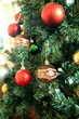 Merry Xmas and Happy New Year Celebration Decorations Concept. Close up of Christmas tree ornament.