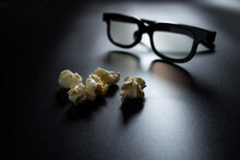 Popcorn And Movies. Popcorn In Cinema. Flakes Of Popcorn.
