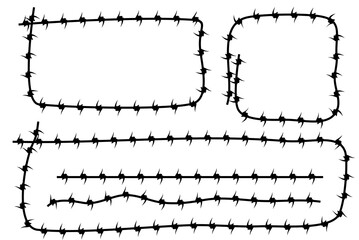 Wall Mural - Simple Vector Frame Silhouette Barbed Wire, Rectangle, Square, Rounded Corner and Horizontal Line
