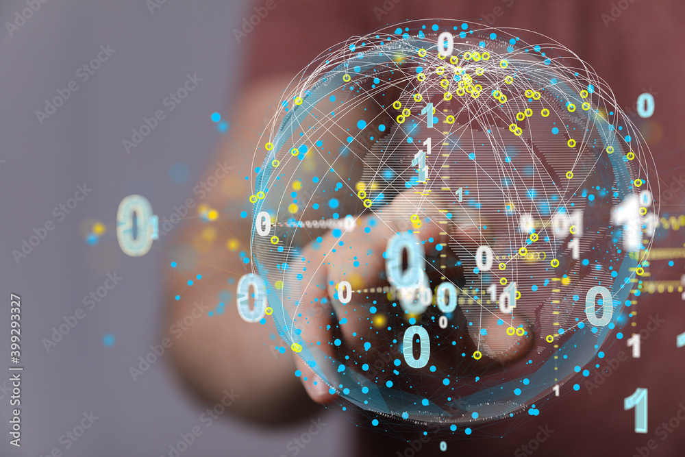 Data cloud storage network from lines, triangles and particle style ...