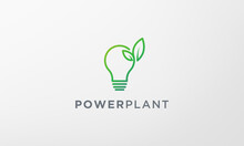 Simple Green Plant Light Bulb Logo In Modern Style