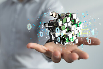 data security - cloud technology. integrated digital web concept background