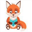 Little red fox reading a book