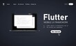 Learn to code Flutter Mobile UI Framework on laptop screen, programming language code illustration. Vector on isolated white background. EPS 10