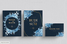 Blue Floral Wedding Card Set