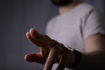 Poster - man finger pointing touch pressing