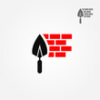 Masonry tool with bricks logo vector template
