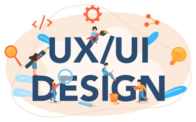 Poster - UX UI design typographic header. App interface improvement