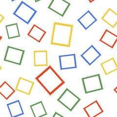 Poster - Color Postal stamp icon isolated seamless pattern on white background. Vector.