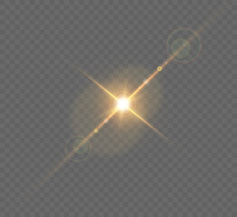 Aufkleber - Yellow glowing light burst explosion with transparent. Vector illustration for cool effect decoration with ray sparkles. Bright star. Transparent shine gradient glitter, bright flare. Glare texture.