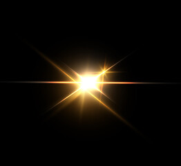 Aufkleber - Yellow glowing light burst explosion with transparent. Vector illustration for cool effect decoration with ray sparkles. Bright star. Transparent shine gradient glitter, bright flare. Glare texture.